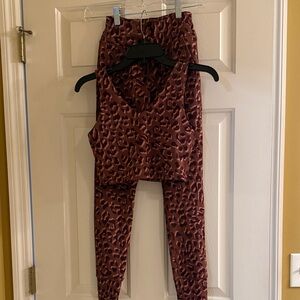 Aerie Leopard Print Leggings Set - Burgundy